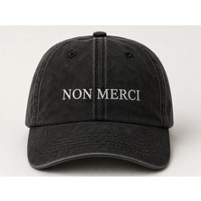 "non Mercı" Minimal Nakışlı Vintage Yıkamalı Beyzbol Şapkası