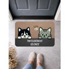 Bert Patilerinizi Siliniz Kedi Desenli Kapı Önü Paspası 70X45 cm Kaymaz Taban Dijital Baskılı