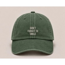 "don't Forget To Smile" Motivasyon Nakışlı Vintage Yıkamalı Beyzbol Şapkası