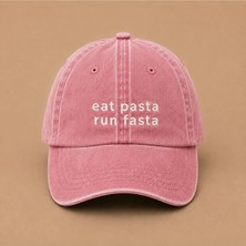 Eat Pasta Run Fasta Yazılı Eskitme Yıkamalı Şapka