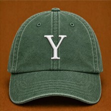 Kişiye Özel "y" Baş Harf Nakışlı Vintage Yıkamalı Beyzbol Şapkası