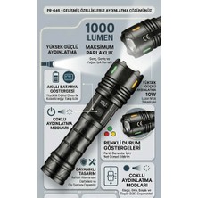 Hanedanev 1000 Lümen 10 Watt Teleskopik Zoomlu Şarj Edilebilir Dijital Göstergeli Alüminyum El Fener