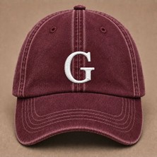 "g" Harfi Isimlere Özel Tasarım Nakışlı Vintage Yıkamalı Beyzbol Şapkası