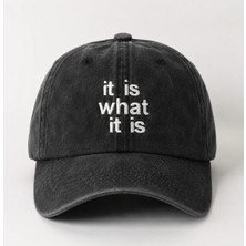 "ıt Is What It Is" Minimal Nakışlı Vintage Yıkamalı Beyzbol Şapkası