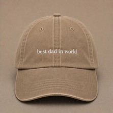 Best Dad In World Nakışlı Eskitme Yıkamalı Şapka Babalar Günü Özel Hediye