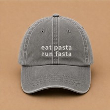 Eat Pasta Run Fasta Yazılı Eskitme Yıkamalı Şapka