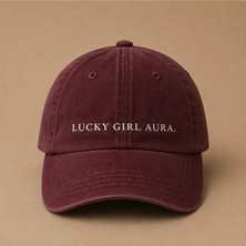 Lucky Girl Aura (Şanslı Kız Aurası) Nakışlı Vintage Yıkamalı Kep Şapka
