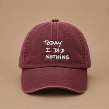 Today I Did Nothing ''bugün Hiçbir Şey Yapmadım'' Yazılı Eskitme Yıkamalı Şapka