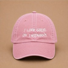 I Look Great On Instagram ''ınstagram'da Harika Görünüyorum.'' Yazılı Eskitme Yıkamalı Şapka