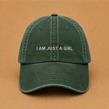 I Am Just A Girl Yazılı Eskitme Yıkamalı Şapka