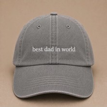 Best Dad In World Nakışlı Eskitme Yıkamalı Şapka Babalar Günü Özel Hediye