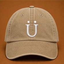 Kişiye Özel "ü" Baş Harf Nakışlı Vintage Yıkamalı Beyzbol Şapkası