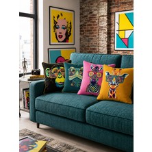 Pikko Home 4'lü Set Çılgın Dostlar  Fitilli Polyester Kırlent Kılıfı(Kr)