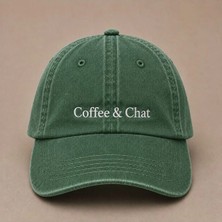 Coffee & Chat Nakışlı Vintage Yıkamalı Kep Şapka