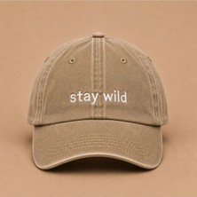 Stay Wild (Vahşi Kal) Yazılı Eskitme Yıkamalı Şapka