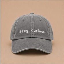 Stay Curious (Meraklı Kal) Yazılı Eskitme Yıkamalı Şapka
