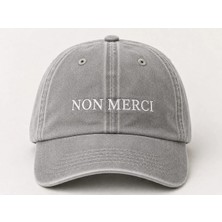 "non Mercı" Minimal Nakışlı Vintage Yıkamalı Beyzbol Şapkası