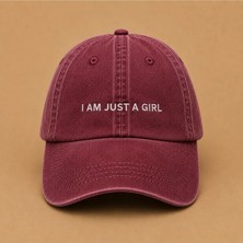 I Am Just A Girl Yazılı Eskitme Yıkamalı Şapka