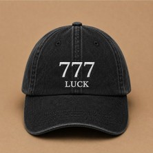 777 Luck Melek Sayısı Yazılı Eskitme Yıkamalı Şapka