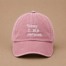 Today I Did Nothing ''bugün Hiçbir Şey Yapmadım'' Yazılı Eskitme Yıkamalı Şapka