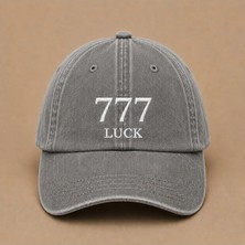 777 Luck Melek Sayısı Yazılı Eskitme Yıkamalı Şapka