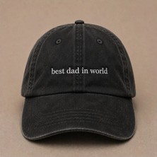 Best Dad In World Nakışlı Eskitme Yıkamalı Şapka Babalar Günü Özel Hediye