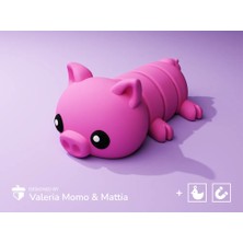 swordslife Cute Flexi Pets Pig (Keychain & Magnet) - Premium 3D Baskı Dekoratif Ürün