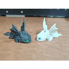 swordslife Toothless Dragon-Light Fury (Keychain) - Premium 3D Baskı Dekoratif Ürün