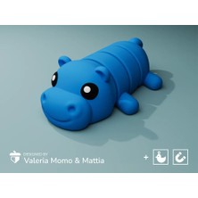swordslife Cute Flexi Pets Hippo (Keychain & Magnet) - Premium 3D Baskı Dekoratif Ürün