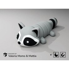 swordslife Cute Flexi Pets Raccoon (Keychain & Magnet) - Premium 3D Baskı Dekoratif Ürün
