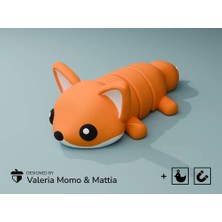 swordslife Cute Flexi Pets Fox (Keychain & Magnet) - Premium 3D Baskı Dekoratif Ürün