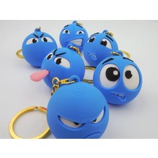 swordslife Small Blue Face Emoji Keychain, Blue Face Emoji, Small Blue Bean Emoji - Premium 3D Baskı Dekoratif Ürün