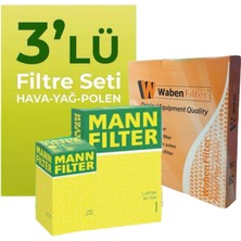 Mann Filter Peugeot 206+ 1.4 Benzin Filtre Bakım Seti (2010-2013) 3 Lü