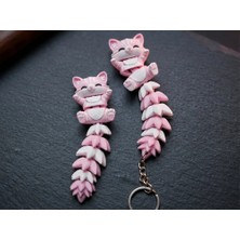 swordslife Fluffy Tail Cute Flexi Cat Toy / Keychain - Premium 3D Baskı Dekoratif Ürün