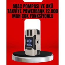 Alkasaz Dijital Ekranlı Araç Pompası Akü Takviye Powerbank 12.000 Mah