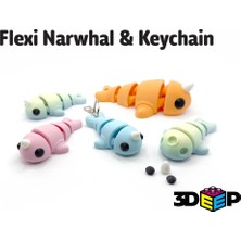 swordslife Flexi Narwhal & Keychain - No Supports - Premium 3D Baskı Dekoratif Ürün