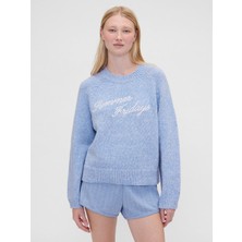 Gap Kadın Açık Mavi Gap × Summer Fridays Oversized Logo Kazak
