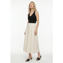 Masha Kate Yumuşak Doku Krem Midi Etek