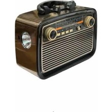 Alkasaz Nostalji Radyo Bluetooth Hoparlör Usb-Sd Kart Giriş LED Fener Işıklı Bataryalı Pilli