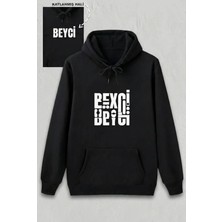 Trend Cojans Sevgililer Günü Beyci Hediye Baskılı Oversize Kapüşonlu Sweatshirt - Siyah