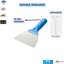 Apeksal Skarp 6 Cm Profesyonel Çelik SapTak Kazıma Spatulası, Sap Takılabilir Kazıma Kaldırma Ispatula