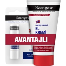 2 Adet Neutrogena El Kremi Parfümsüz 75 Ml+Dudak Nemlendirici Balm