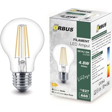 4 Adet   Ampul Orbus LED FILAMENTA60 E27 Beyaz