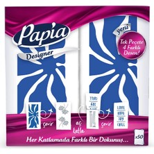 2 Adet Papia Designer Desenli Peçete 50'li