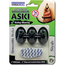 4 Adet   Vodaseal Sökülebilir Askı 3'lü Siyah