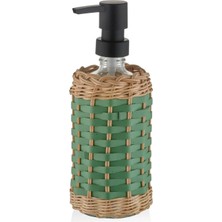 4 Adet   The Mia Rattan Cam Sıvı Sabunluk Yeşil 330 cc