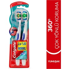 4 Adet   Colgate Diş Fırçası 360 Komple Ağız Temizliği Yumuşak 1+1