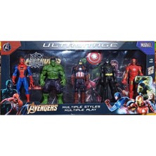Matmel 5'li Işıklı Kutulu Süper Kahraman Seti Hulk Örümcek Adam Ironman Batman Kaptan Amerika