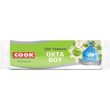 3 Adet Cook Çöp Torbası Orta Boy Elma Kokulu 15'li