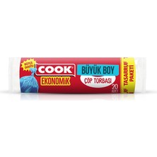Cook Ekonomik Büyük Çöp Torbası Mavi (65 cm x 80 Cm) 20 Yaprak